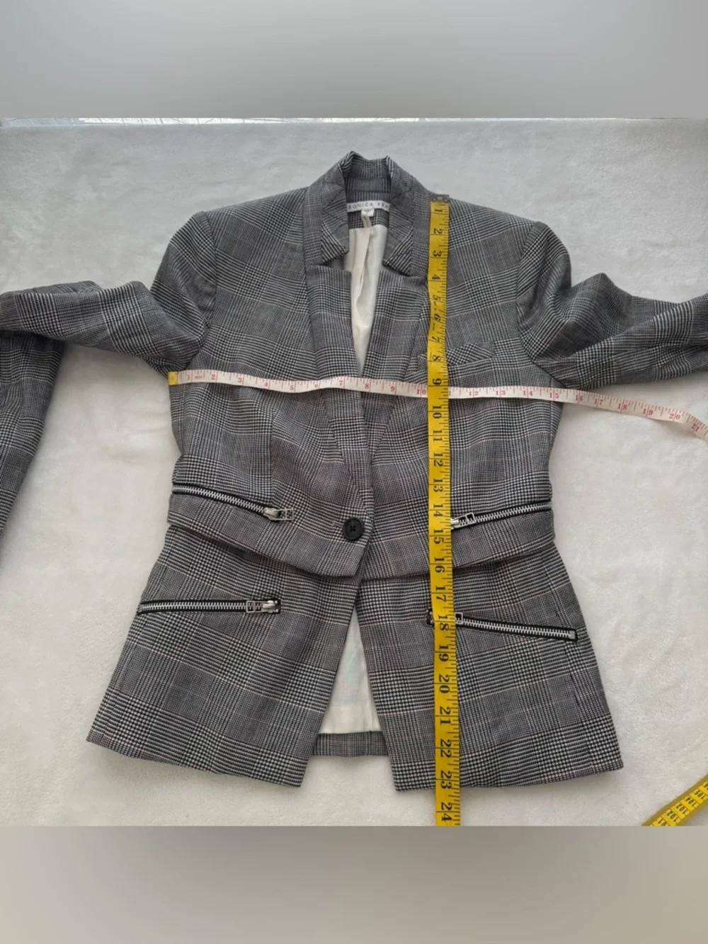 Veronica Beard Dickey Paloma Zip Plaid Blazer Jacket 0 Luxury Chic Business Boss - Picture 11 of 13